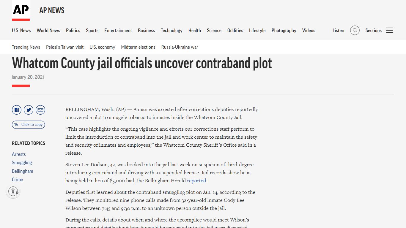 Whatcom County jail officials uncover contraband plot | AP ...